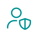 Pictogramme représentant une silhouette de personne accompagnée d’un bouclier, symbolisant la protection.