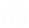 Pictogramme blanc composé d'une carré arrondi un trait horizontal en dessous puis deux autres carrés arrondis représentant une structure